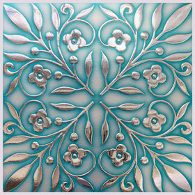 Main Street teal leaves add shimmer and depth to walls.