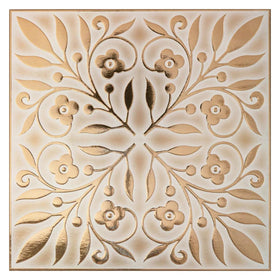 Main Street wallpaper tiles in blue-silver leaves add a stylish backsplash look