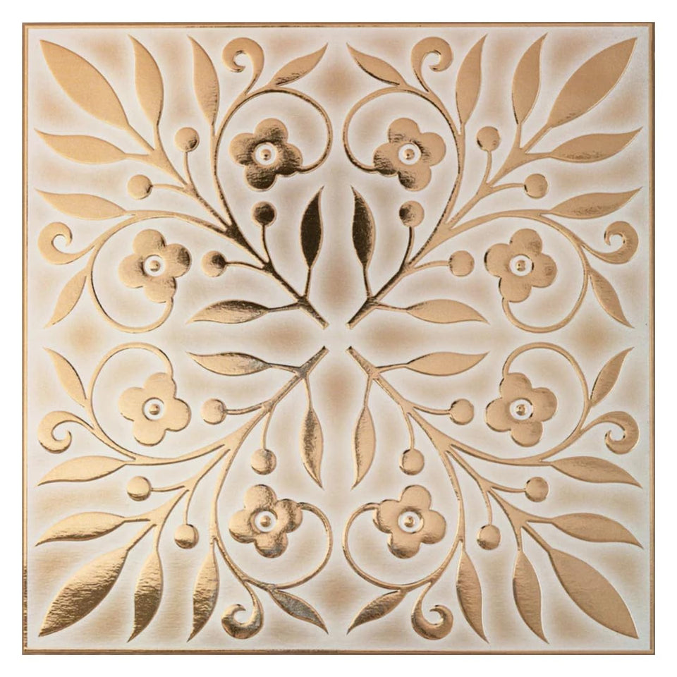 Main Street wallpaper tiles in blue-silver leaves add a stylish backsplash look
