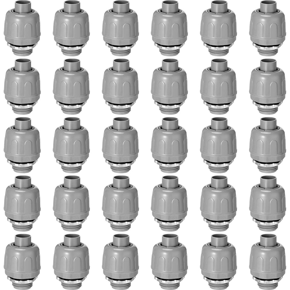 Maitys liquid tight connector in 180-degree straight design for durable conduit routing.