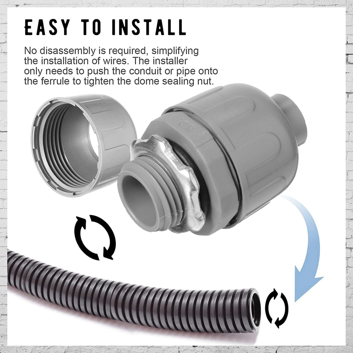 Maitys push-fit sealing nut enables tool-free installation in tight spaces.