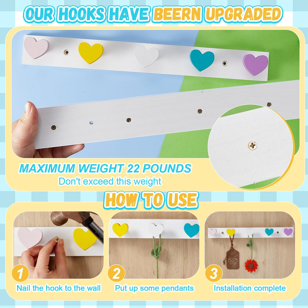 Maitys heart hook rack adds decorative charm to bedrooms or baths.