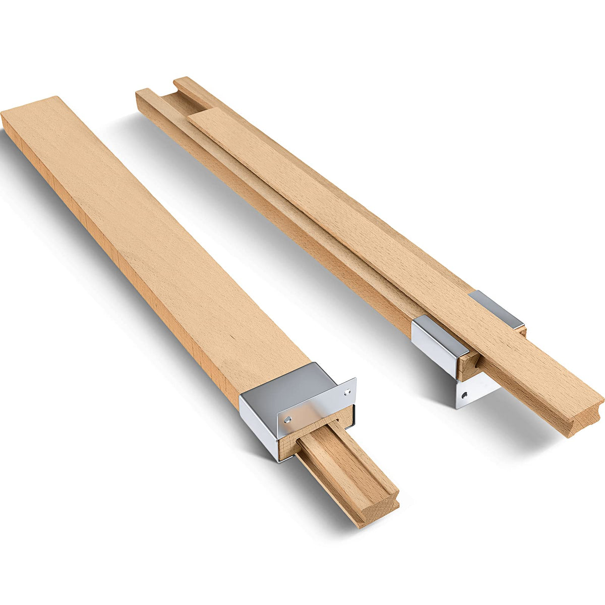 Maitys wood drawer slides bottom mount 16-inch; front view showing sturdy support for drawers.