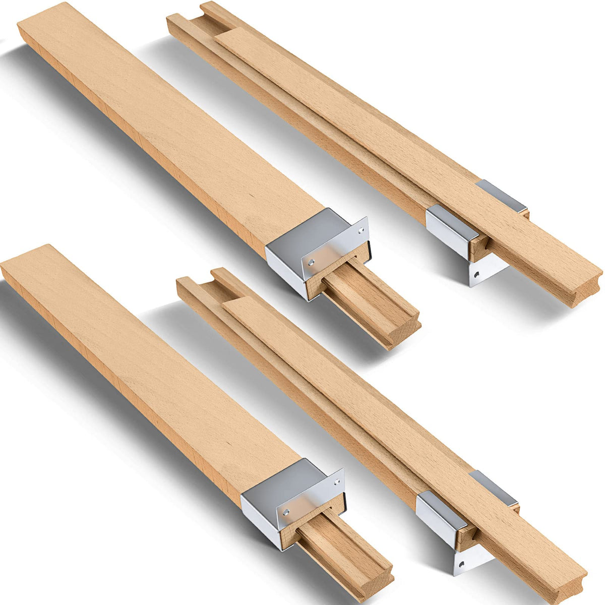 Maitys wooden drawer slides bottom mount center guide in natural log color for stable alignment