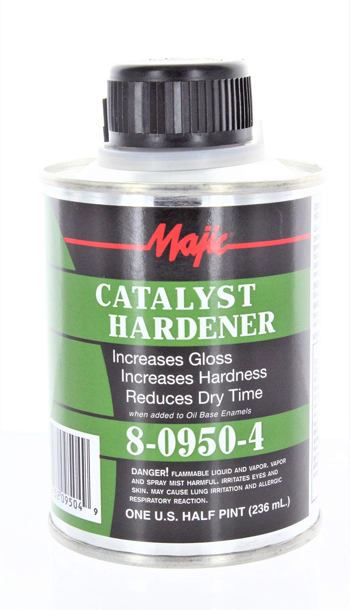 Majic accelerator hardener half-pint clear bottle; speeds paint curing for faster projects.