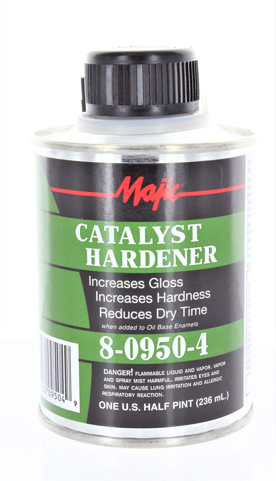 Majic accelerator hardener half-pint clear bottle; speeds paint curing for faster projects.