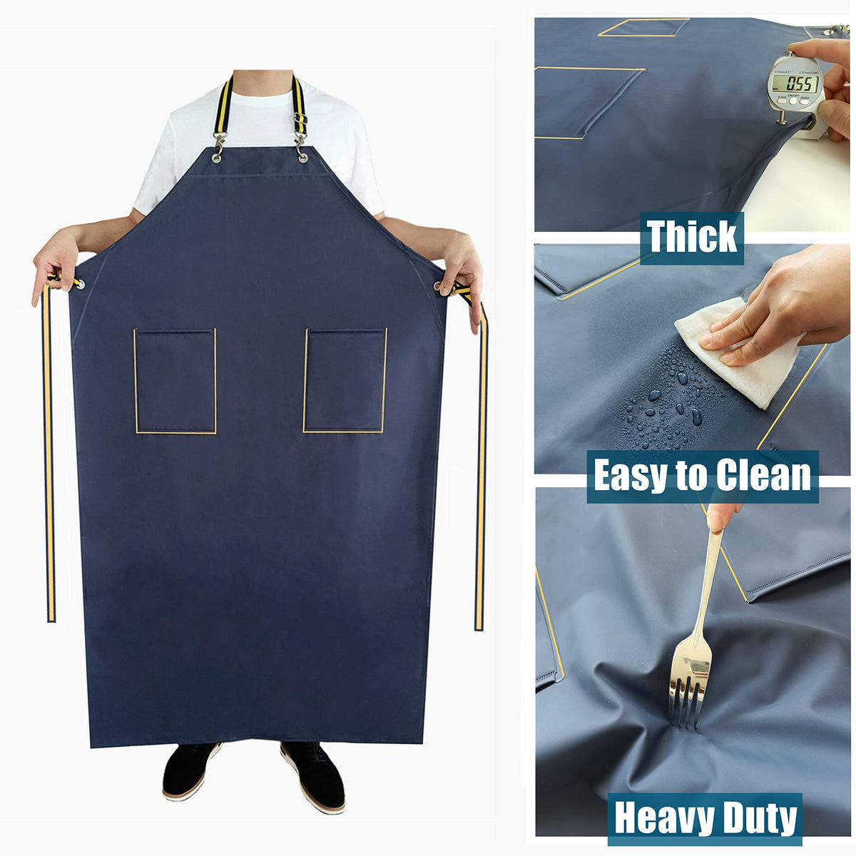 MAKAXI waterproof apron with wide waist ties for secure wrap