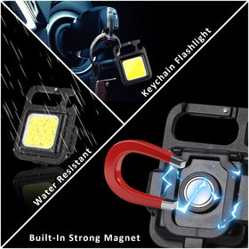 MAKDAK COB keychain flashlight provides 360-degree lighting with hook