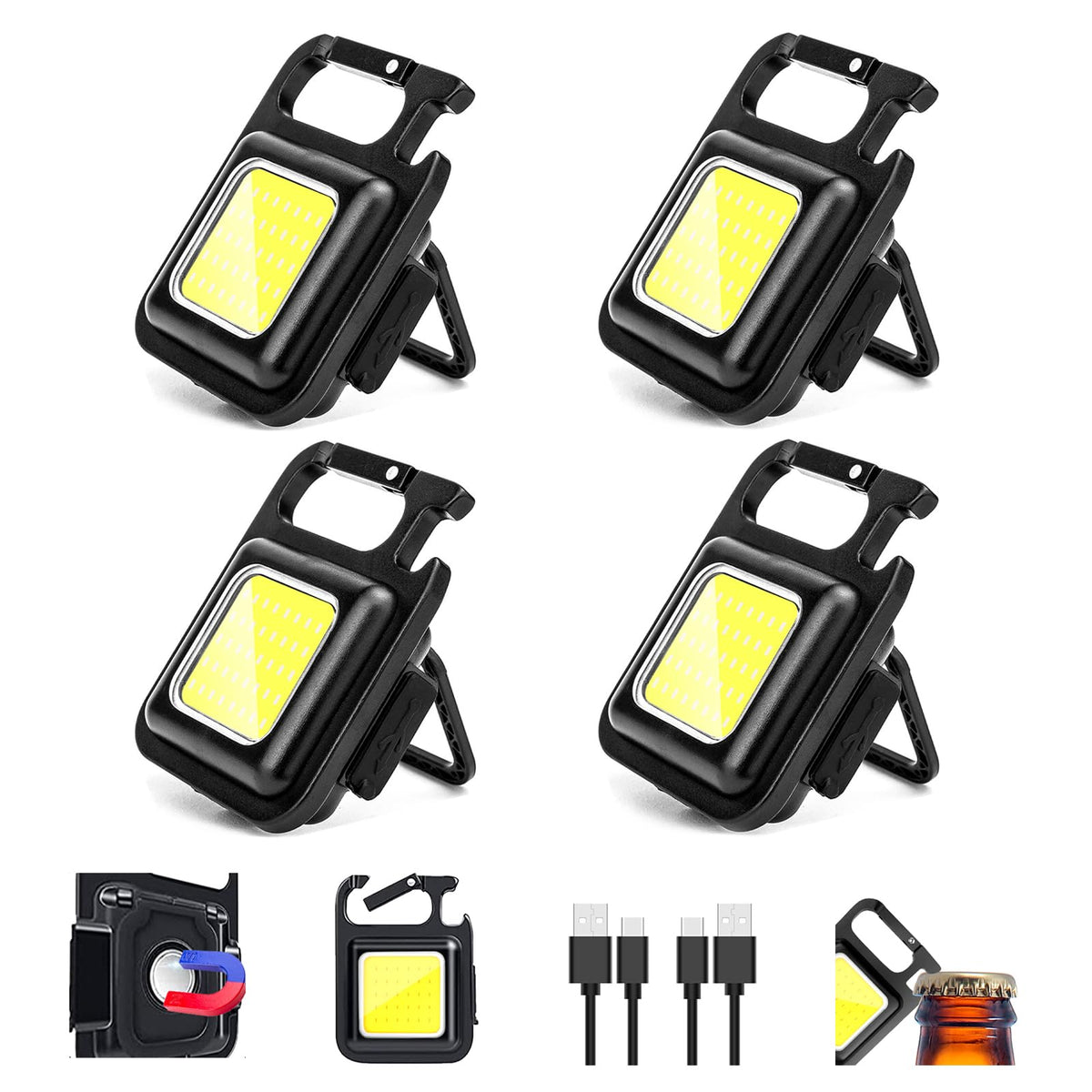 MAKDAK COB rechargeable keychain flashlight four-pack for on-the-go tasks