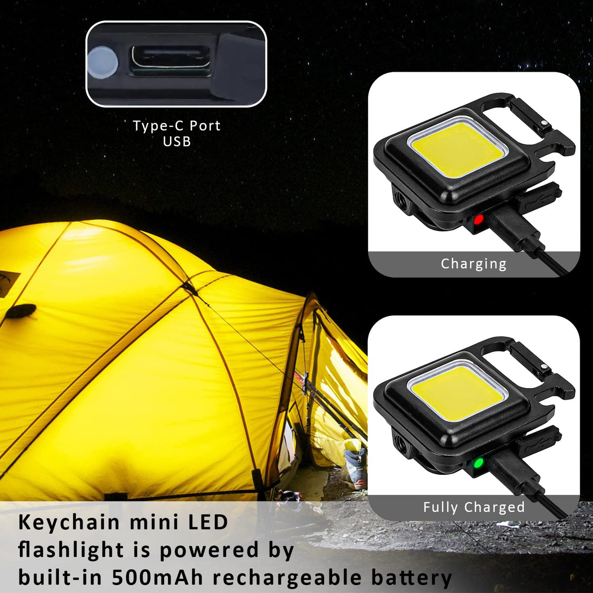 MAKDAK COB four-pack includes data cables for easy recharging