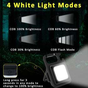 MAKDAK COB keychain flashlight with 180-degree rotatable handle for flexibility