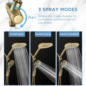 MakeFit three-way diverter lets you switch between rainfall, handheld, or both.