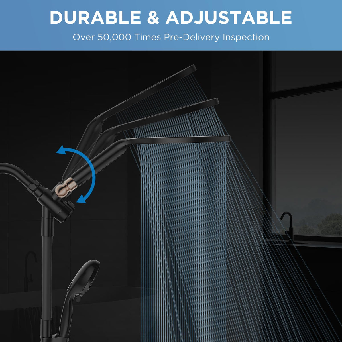 MakeFit 8-inch rainfall shower head delivering broad, immersive water coverage