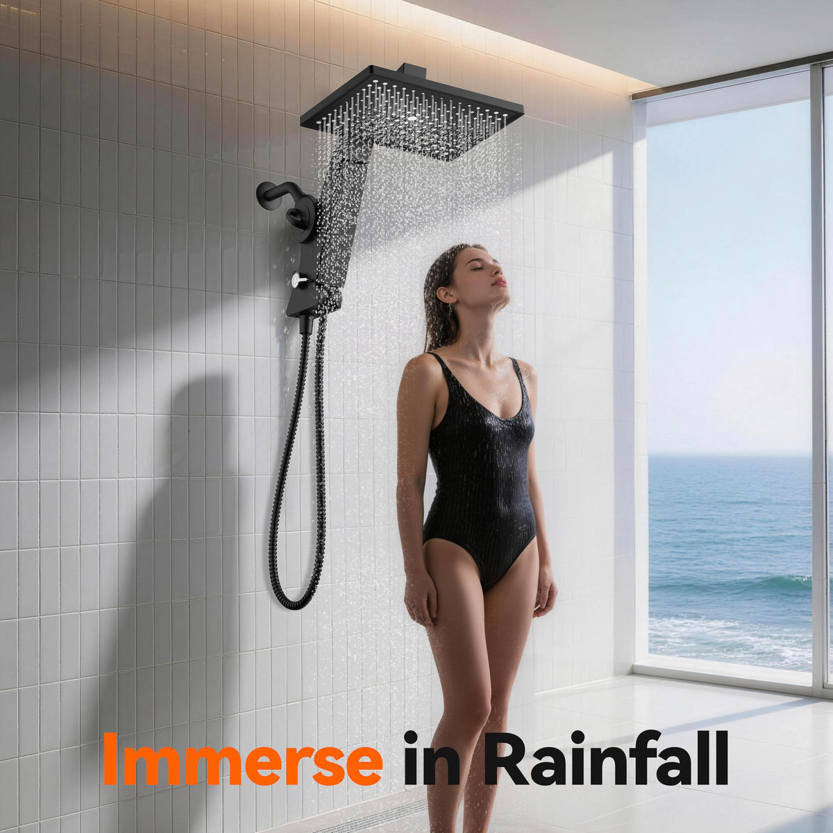 MakeFit dual shower head delivers 12-inch rainfall and powerful handheld