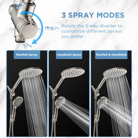 MakeFit dual shower head combo 59-inch hose extends reach for hard-to-reach areas