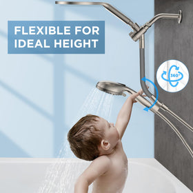 MakeFit dual shower head combo adjustable brass bar enables precise angle and height