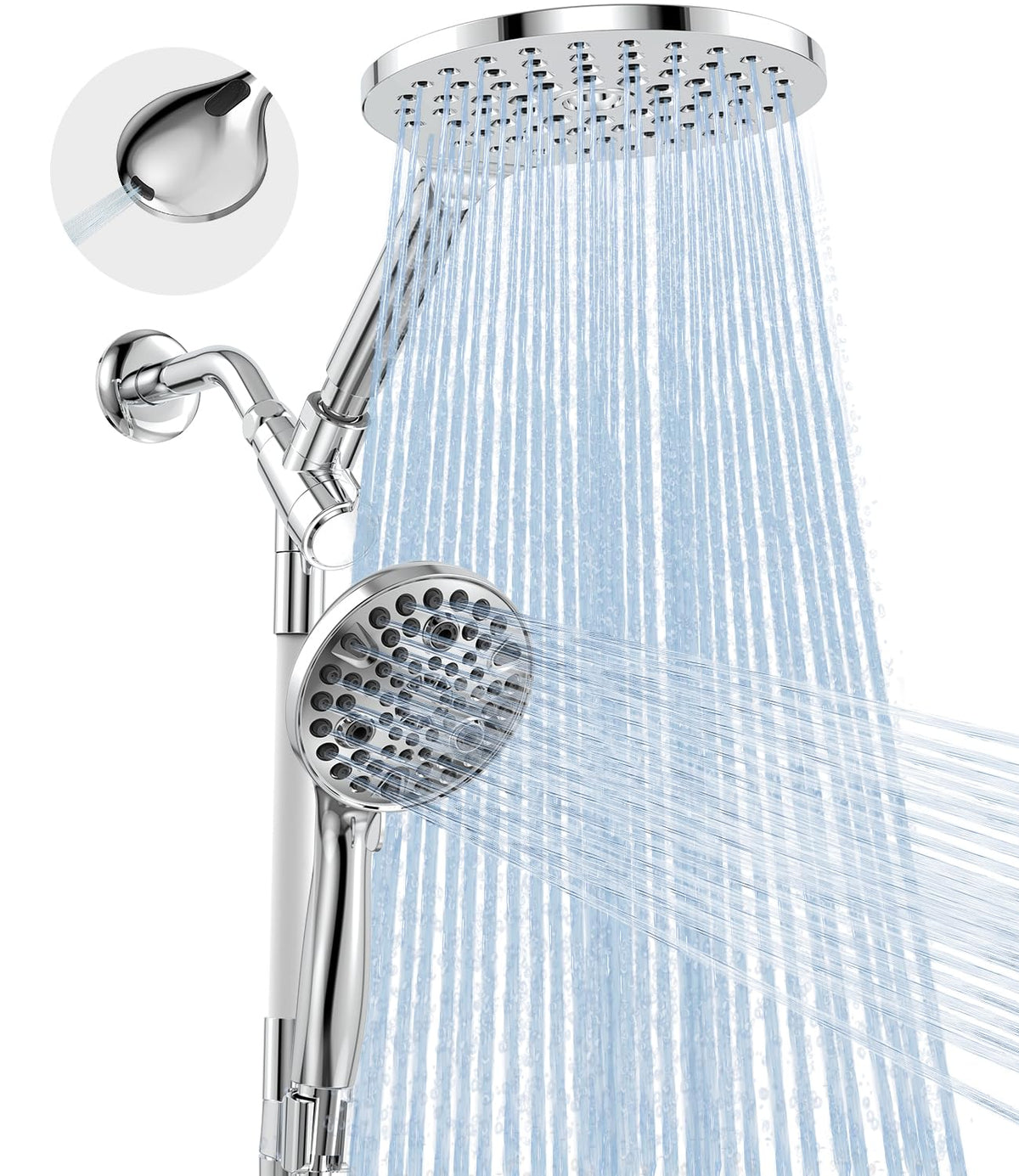 MakeFit dual shower head combo main view showing 2-in-1 setup for full body coverage