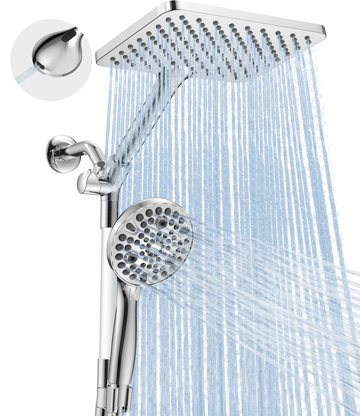 MakeFit dual shower head combo rain head for full body coverage