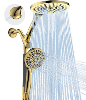 MakeFit dual shower head rainfall focus for full body coverage with high-pressure streams.