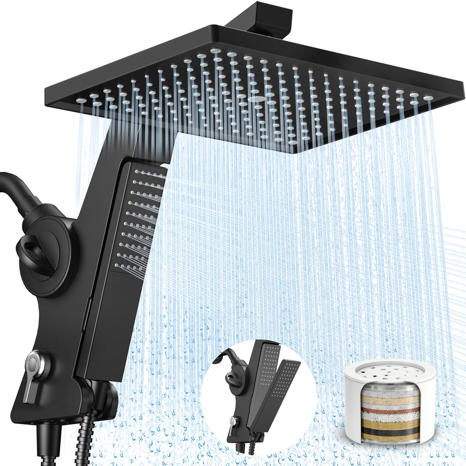 MakeFit filtered rain shower head with handheld combo delivers full-body coverage and convenience