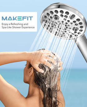 MakeFit Filtered Shower Head adjustable bracket showing hands free angle