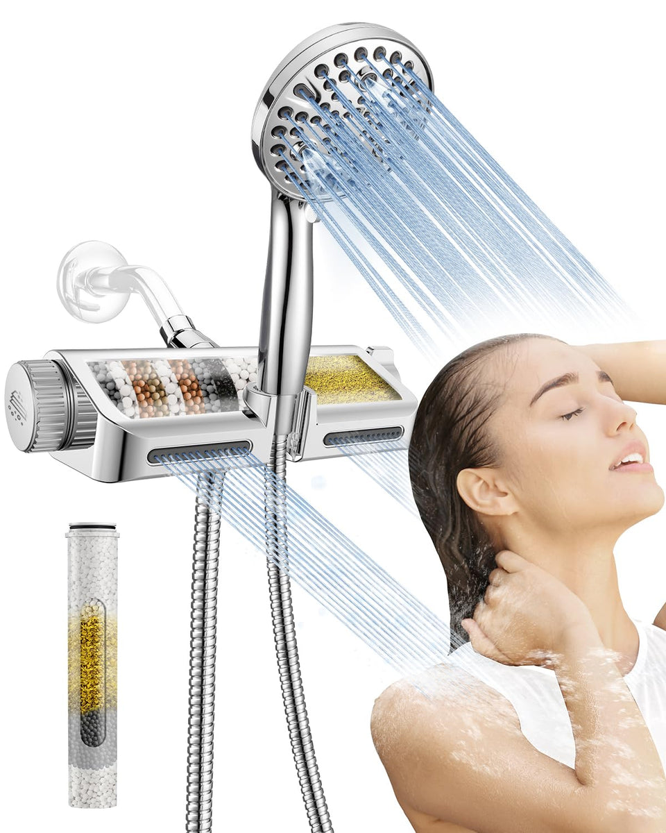MakeFit filtered shower head chrome main for cleaner water and a refreshing shower
