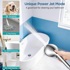 MakeFit Filtered Shower Head Power Wash button close up showing cleaning capability