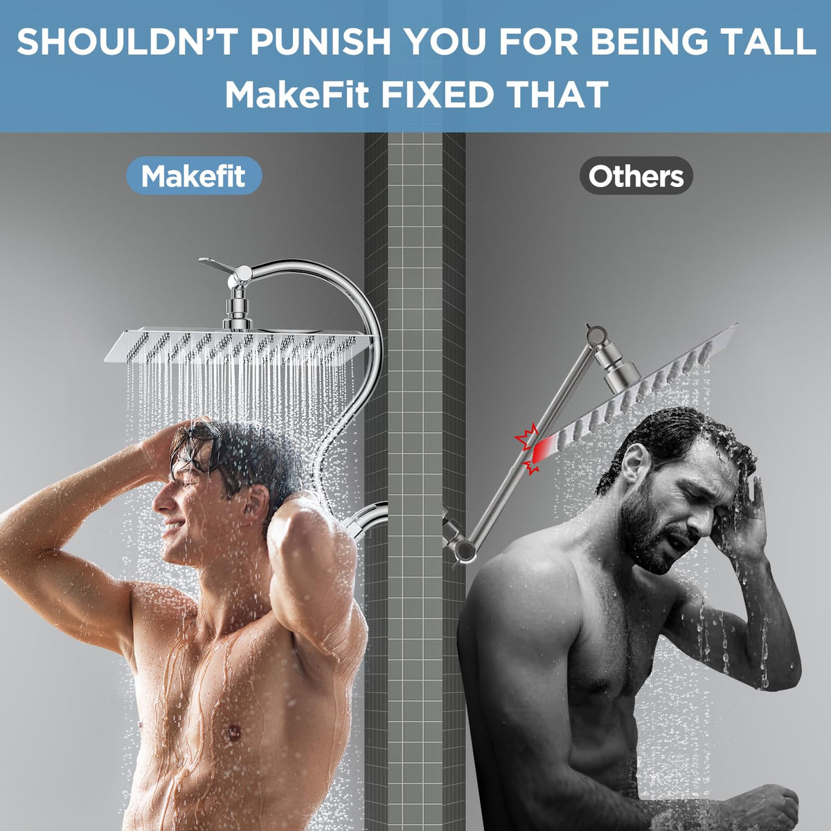 MakeFit handheld shower wand for targeted, gentle rinsing