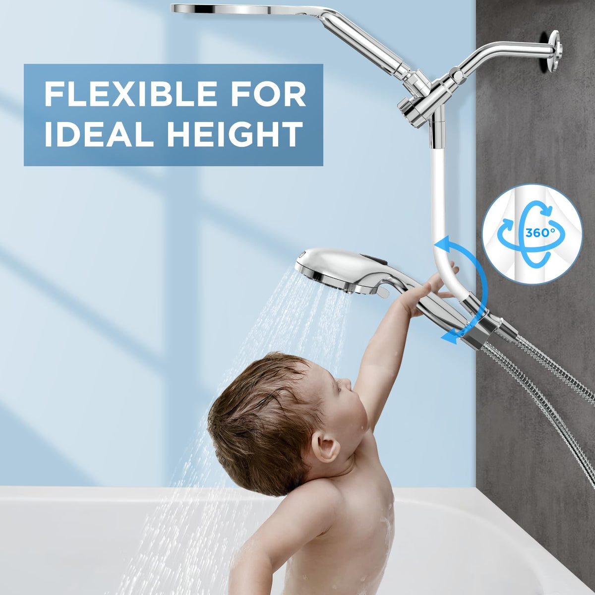 MakeFit handheld showerhead with 10 modes enables customizable cleansing