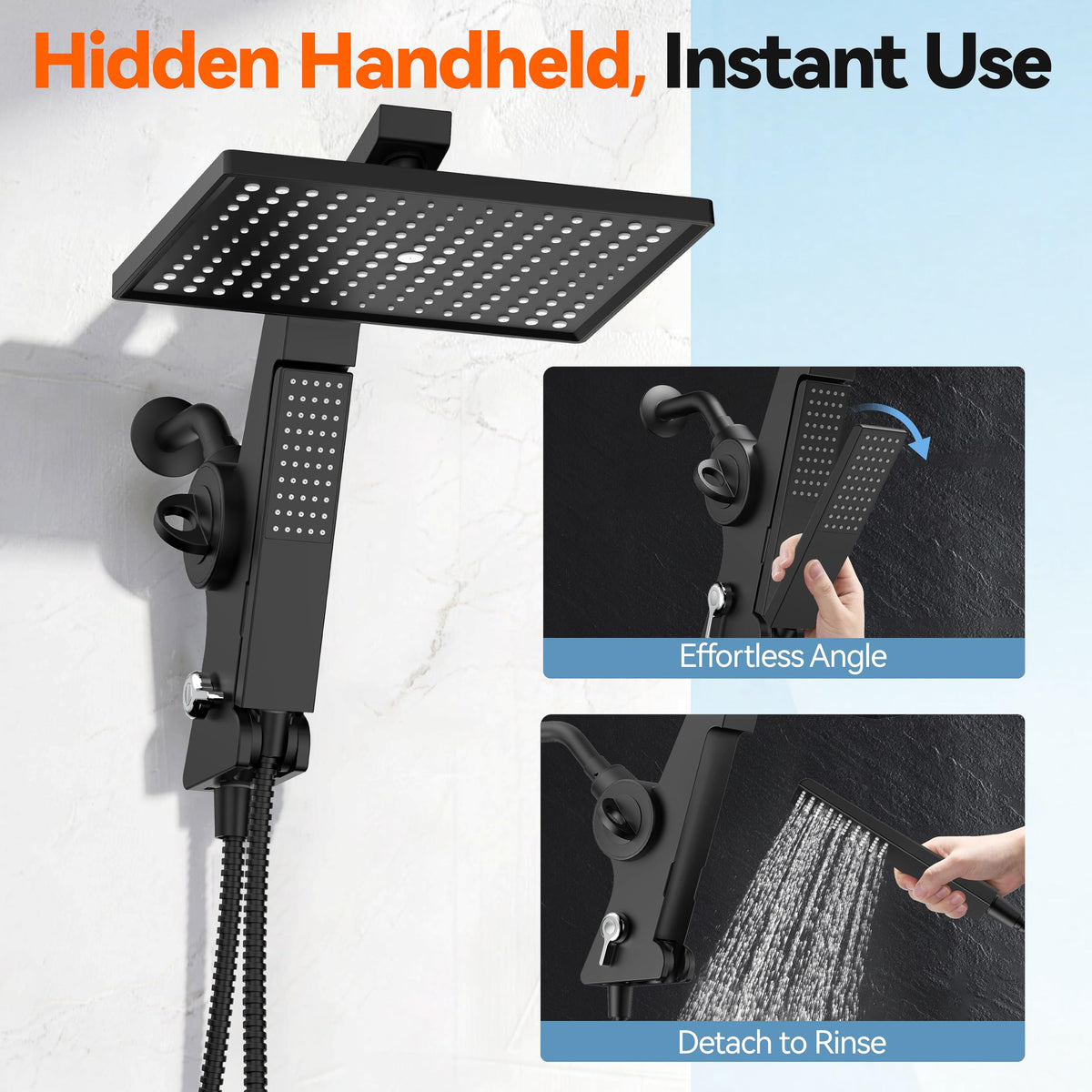 MakeFit hidden detachable wand shower head keeps bathroom sleek and organized