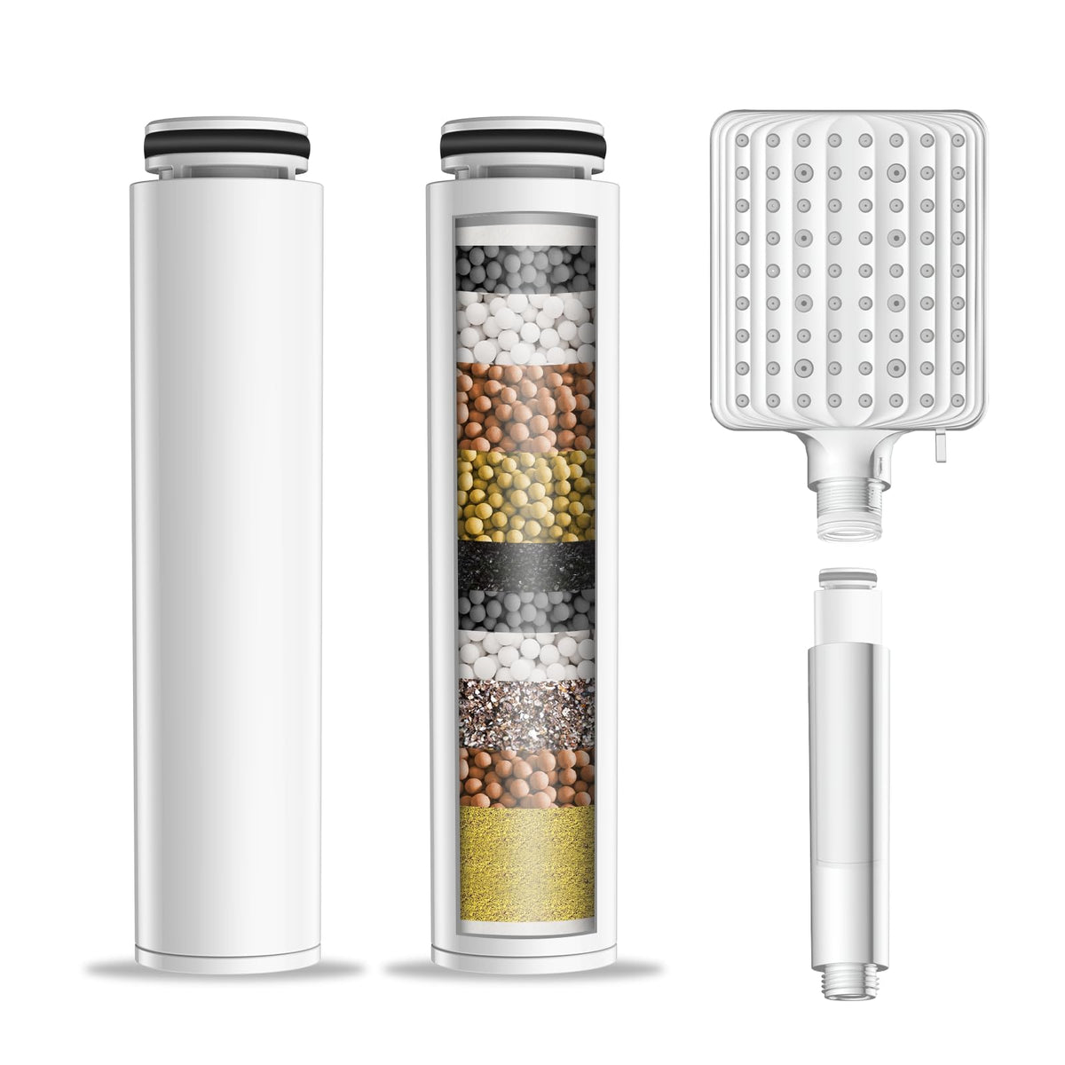 MakeFit shower head filter 2-pack package front for cleaner water and easy replacement.