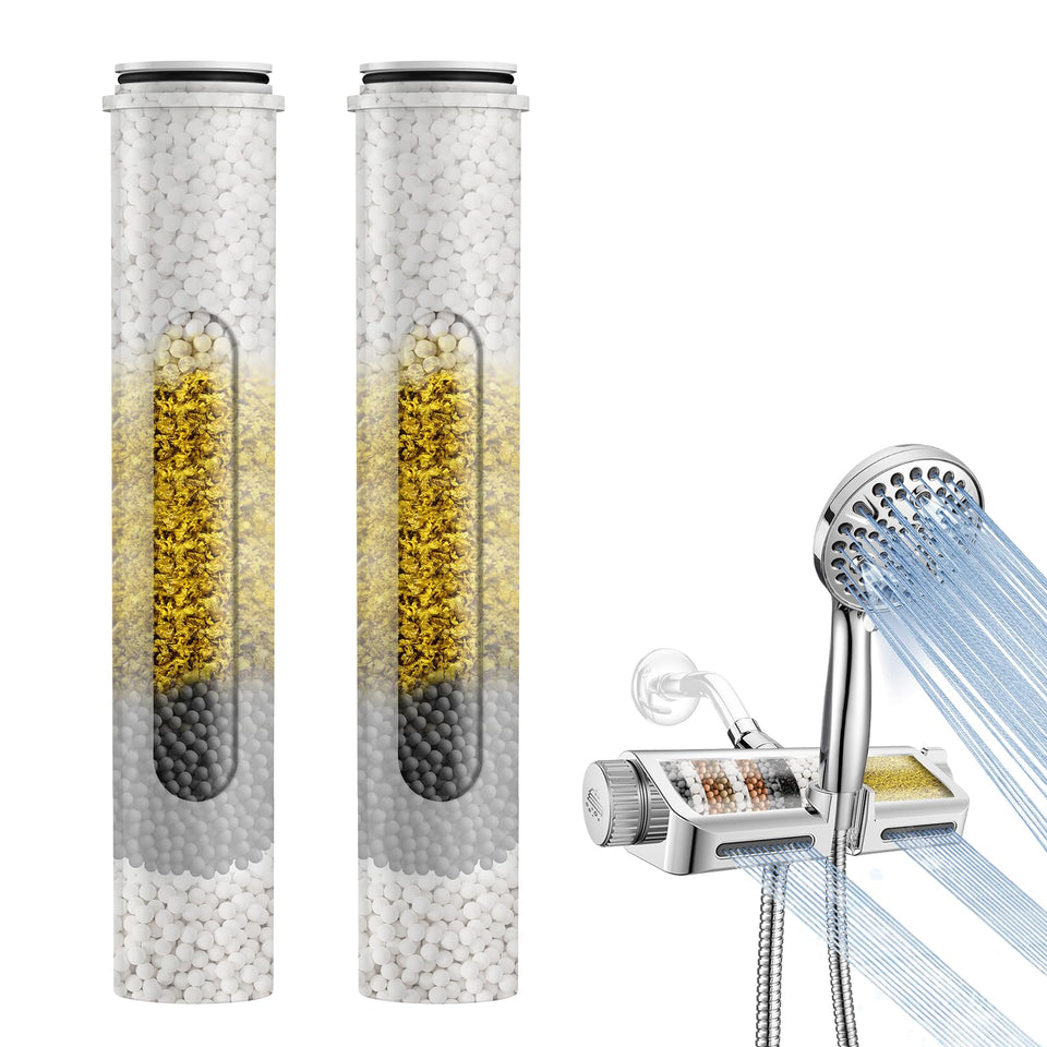 MakeFit shower head replacement cartridge with multi-stage filtration for cleaner water