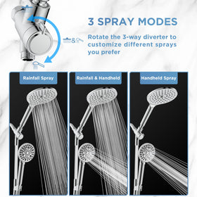 MakeFit three-way diverter knob shown for versatile spray combinations.