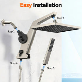 MakeFit tool-free installation fits standard G1/2-inch shower arms.