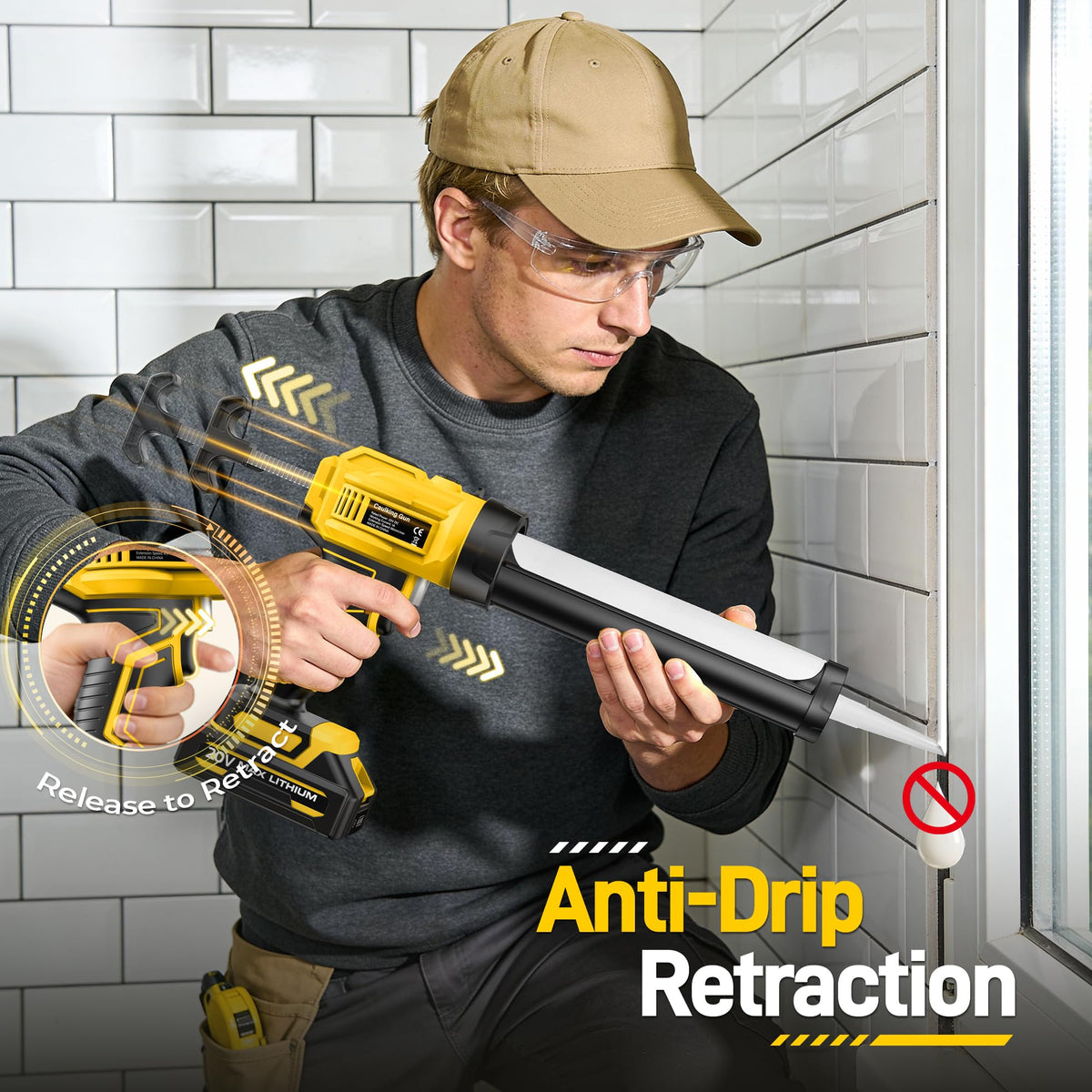 MAKELIFT anti-drip retraction keeps surfaces clean during sealing.
