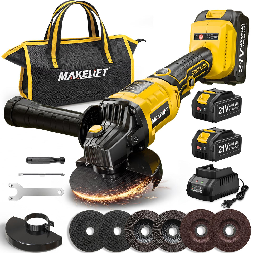 MAKELIFT cordless angle grinder 4-1/2-inch cutting metal with precision