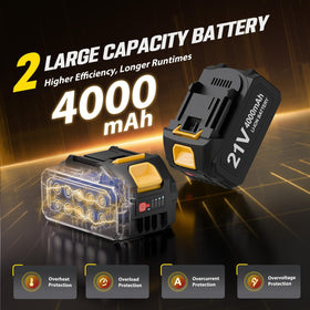 MAKELIFT two 21V 4.0Ah batteries enable continuous cordless work