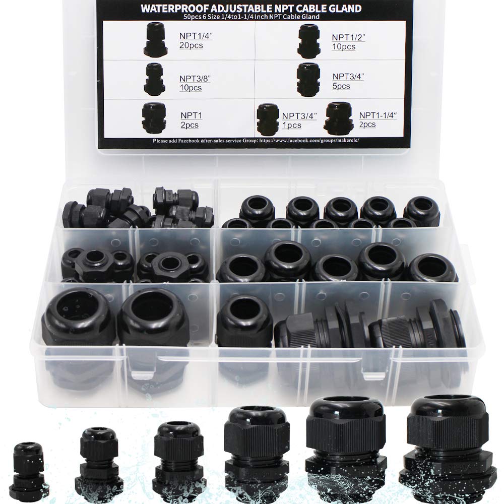 MAKERELE cord grip 1/4 inch NPT gland seals outdoors reliably.