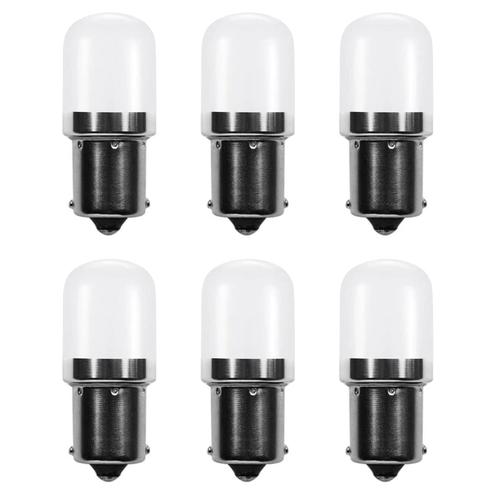 Makergroup 1141 BA15s bulb image shows weatherproof bayonet LED ideal for RV exterior lighting.
