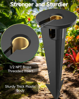 Makergroup outdoor stake with pre-cut slot enabling easy installation.