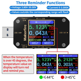 MakerHawk USB meter with gold-plated contacts reduces wear and improves durability