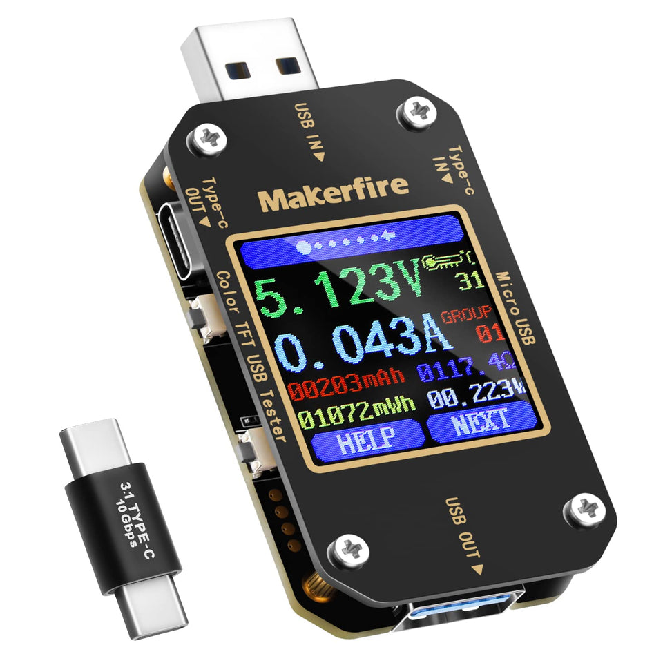 MakerHawk USB multimeter with LCD screen for clear voltage and current readings