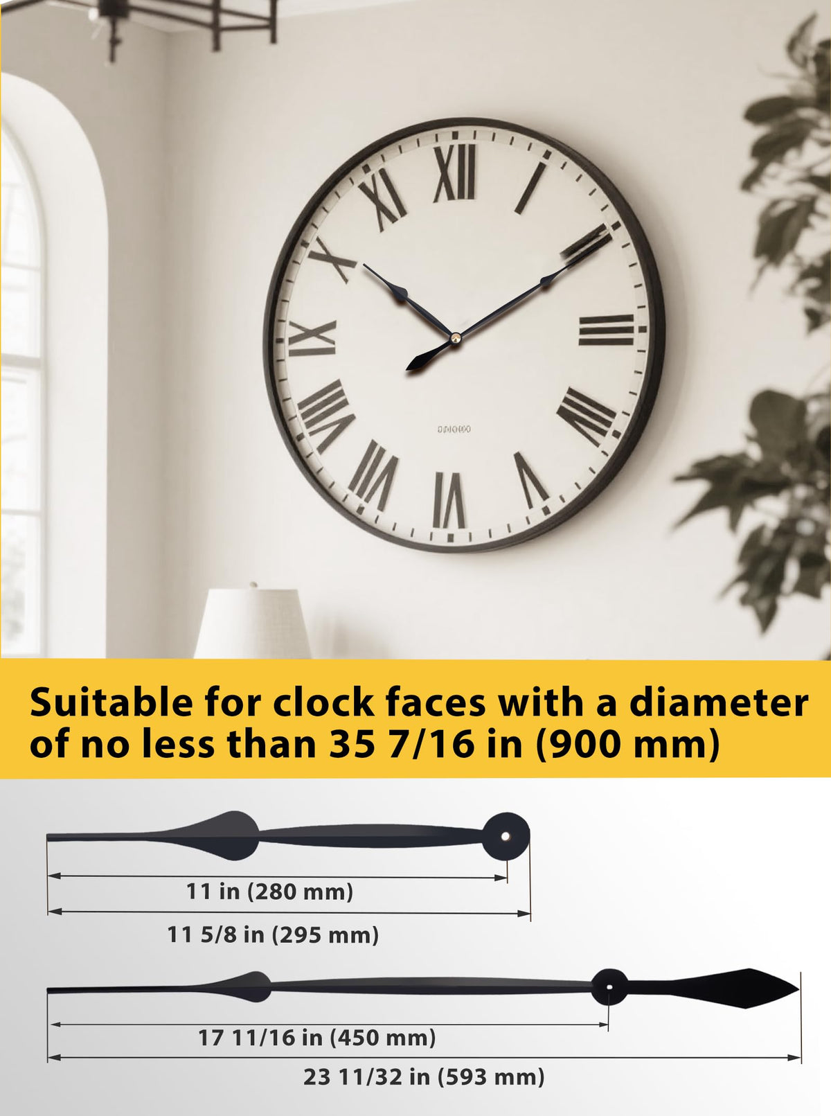 MakerTick battery-operated movement provides quiet, reliable timekeeping