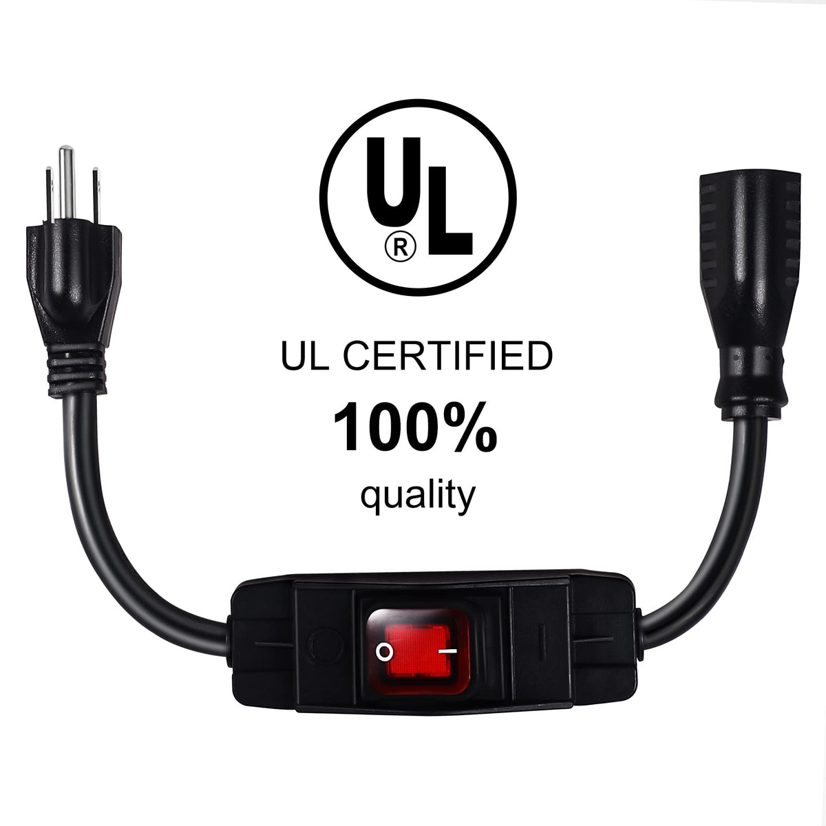 Makevivi black SJTW outdoor cord showing rugged plug housing for weather-ready use.