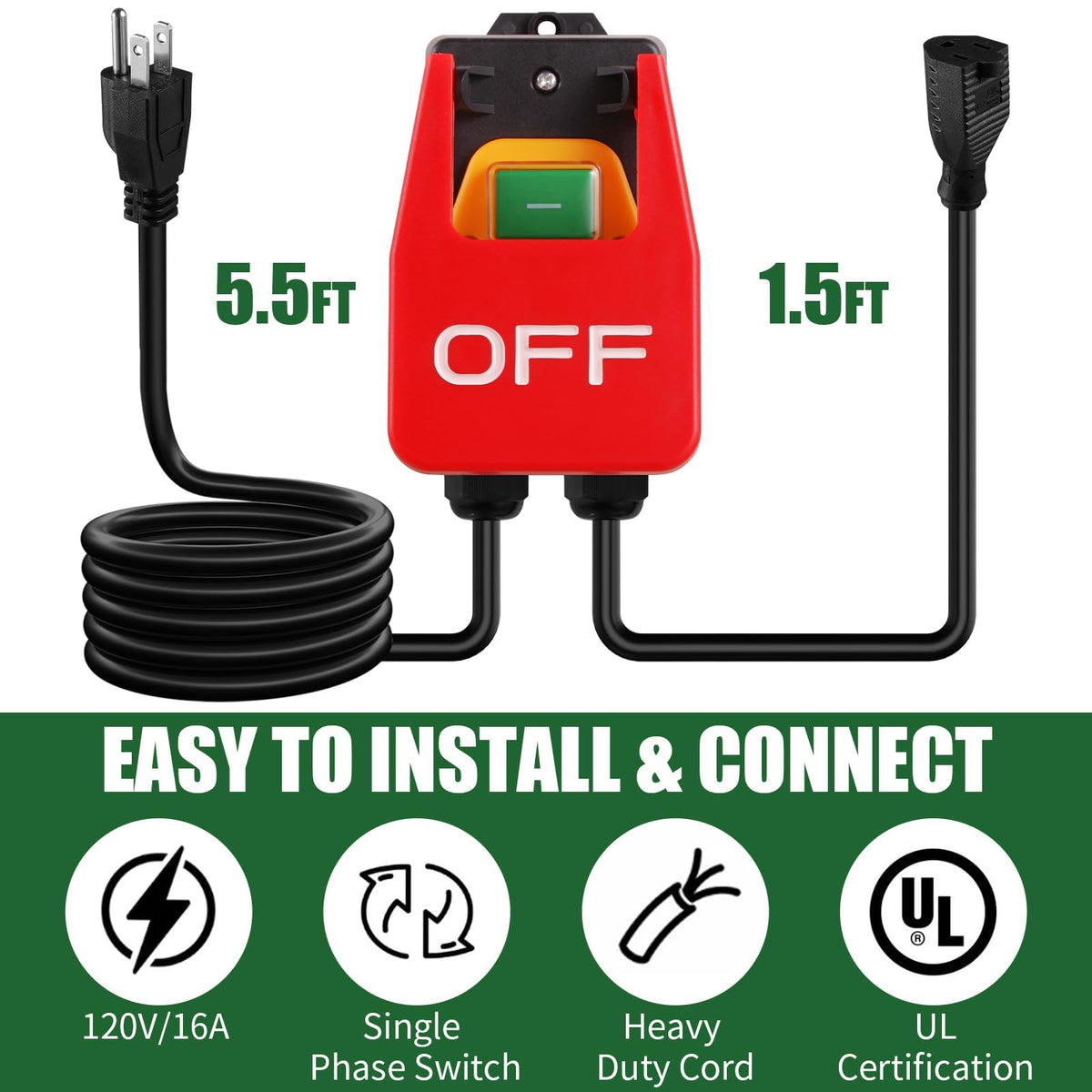 Makevivi paddle switch compatible up to 16A at 110–120V.