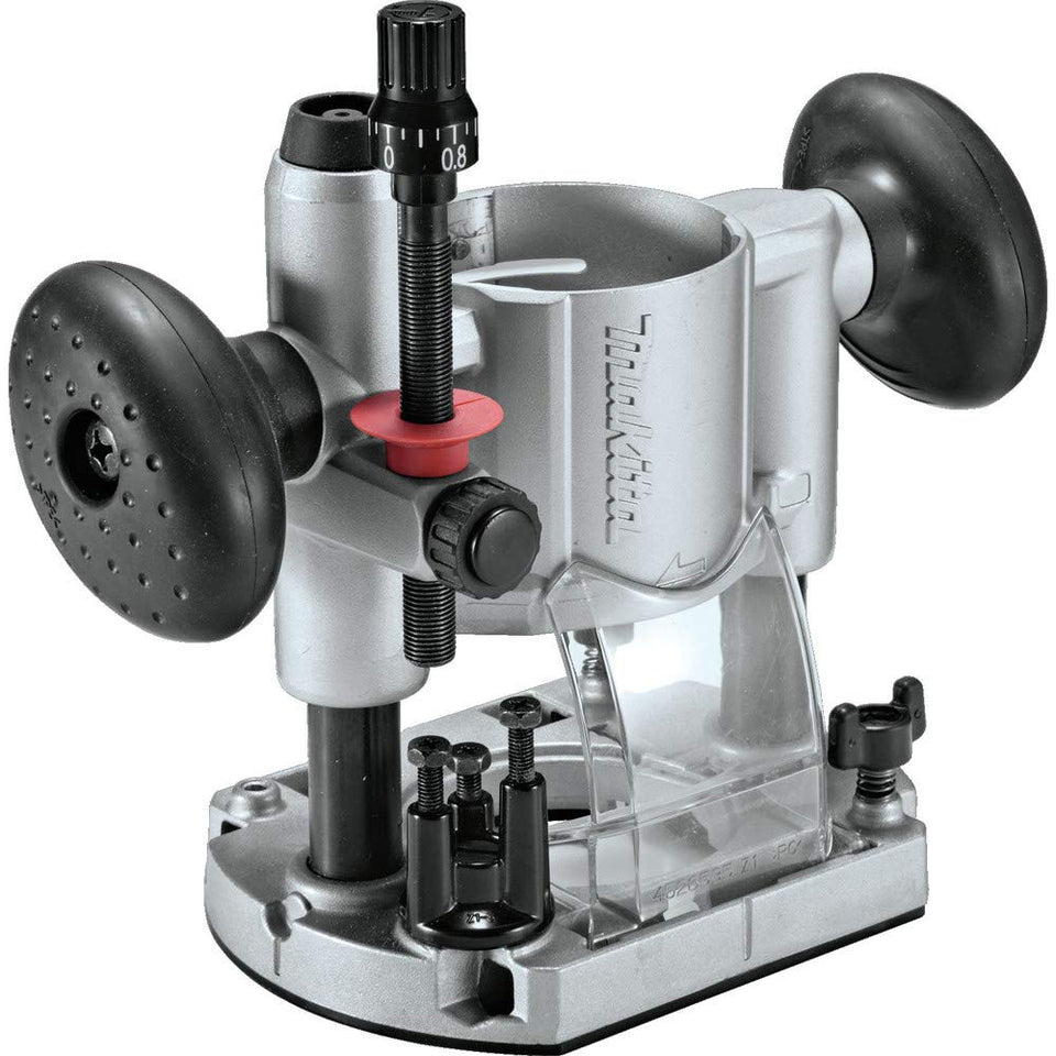 Makita 196094-2 plunge base closeup enabling precise depth adjustments for routing projects.