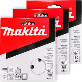 Makita 80-grit discs for aggressive removal on rough surfaces