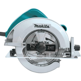 Makita 5007F motor close-up emphasizing 15A power for tough cuts.