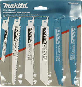 Close-up of Makita recip blades highlighting bi-metal durability and long life.
