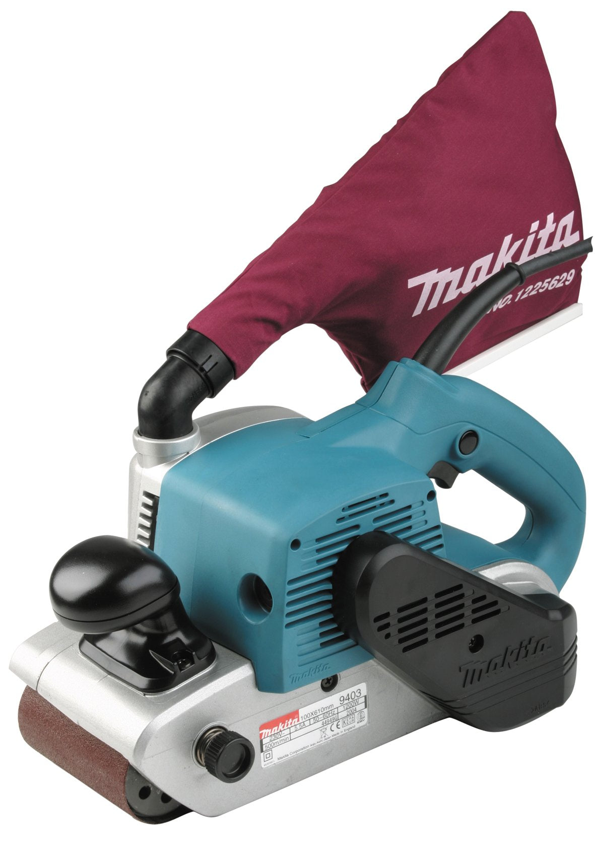 Makita 9403 dust bag swivels 360° for easy cleanup